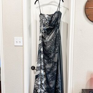 Ignite Evenings Black Satin Dress, Strapless, Size 4, Worn Once!